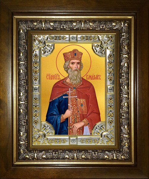 Икона Владимир равноапостольный, Великий князь, в киоте 24х30 см 26694
