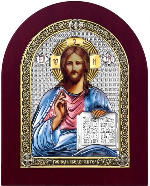Икона Спаситель, дерево, посеребрение 925 26721