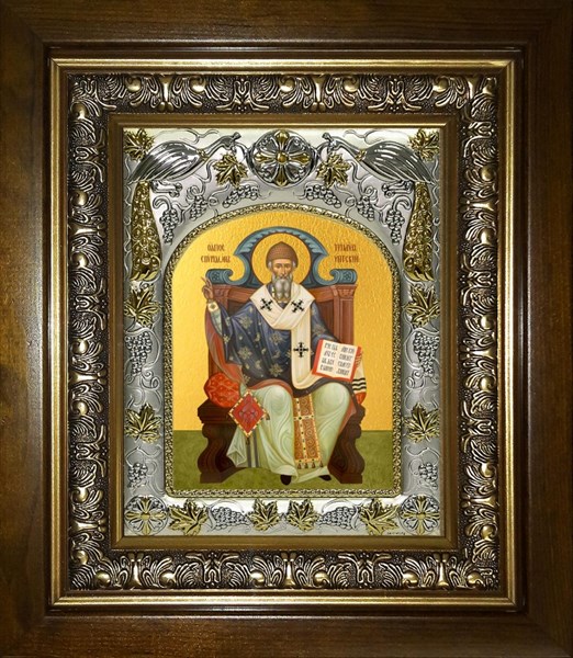 Икона Спиридон Тримифунтский святитель, в киоте 20х24 см 26728