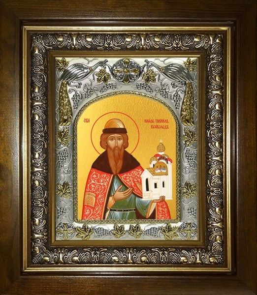 Икона Всеволод Псковский во святом крещении Гавриил, благоверный князь, в киоте 20х24 см 26743 - фото 40379