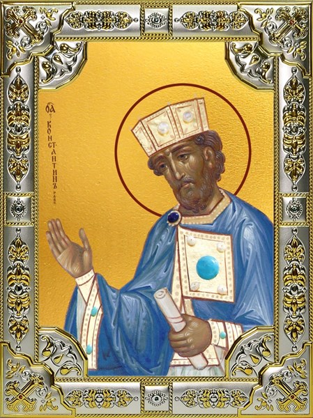 Икона Константин равноапостольный царь, 18х24 см, стразами 26745
