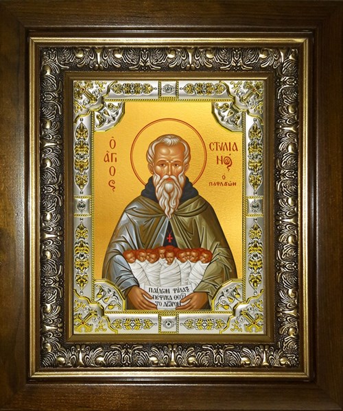 Икона Стилиан преподобный, в киоте 24х30 см 26793