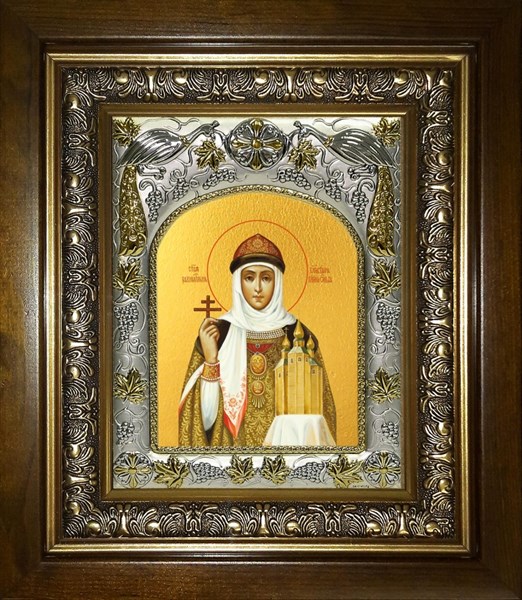 Икона Ольга равноапостольная великая княгиня, 14х18 см, в деревянном киоте 20х24 см 26803