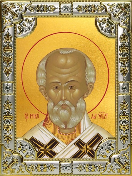 Икона Николай чудотворец, архиепископ Мир Ликийских, святитель, 18х24 см, со стразами 26850 - фото 40483