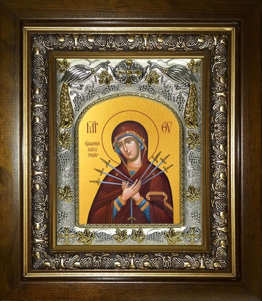 Икона Умягчение злых сердец, икона Божией Матери, в киоте 20х24 см 26875 - фото 40508