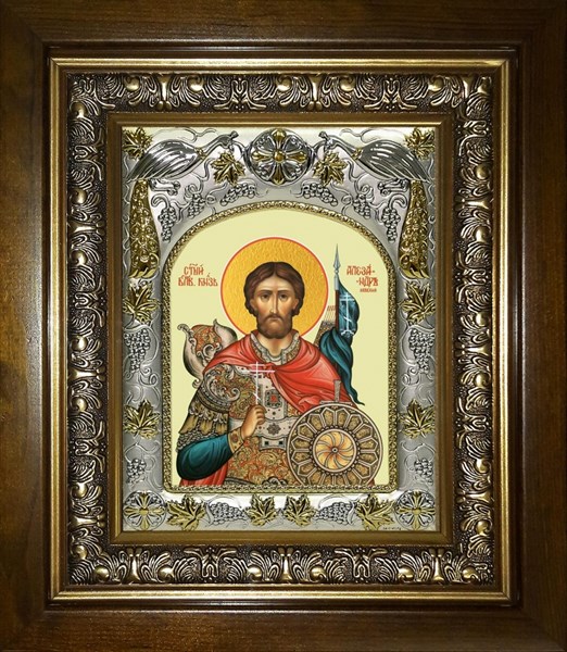Икона Александр Невский, благоверный князь, в киоте 20х24 см 26914 - фото 40547
