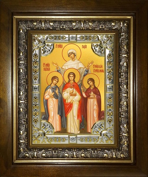 Икона Вера, Надежда, Любовь и их матерь София мученицы, в киоте 24х30 см 27074 - фото 40706