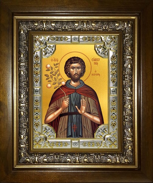 Икона Евфросин Палестинский, повар, преподобный, в киоте 24х30 см 27257