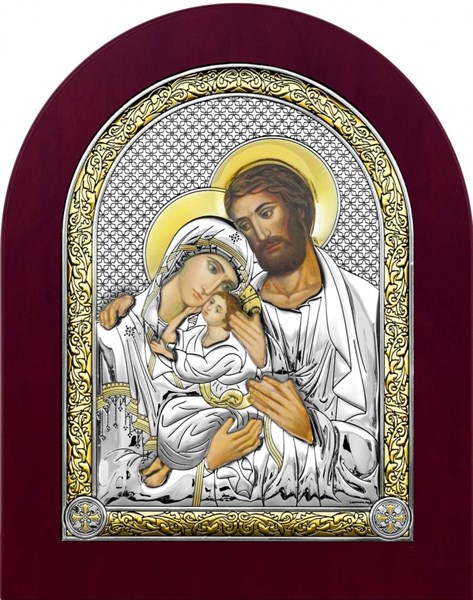 Икона Святое Семейство, дерево, серебро 925, 27289