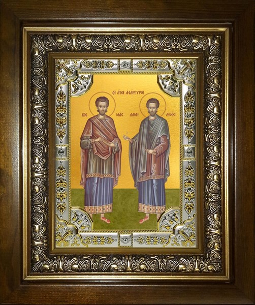 Икона Косьма и Дамиан мученики целители бессребреники, в киоте 24х30 см 27424 - фото 41048