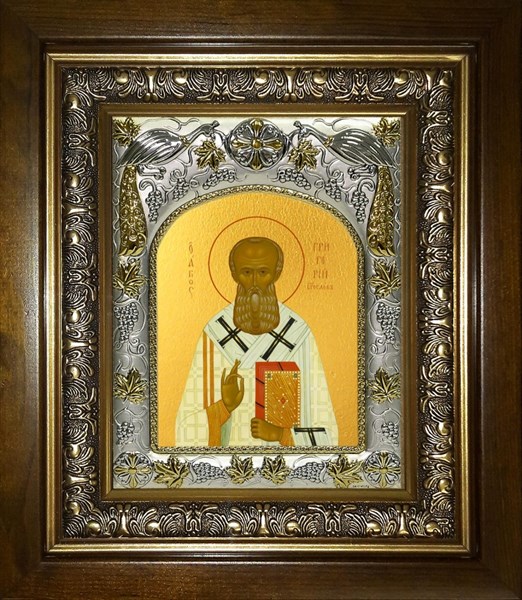 Икона Григорий Богослов святитель, в киоте 20х24 см 27467