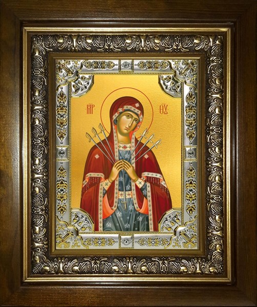 Икона Умягчение злых сердец, икона Божией Матери, в киоте 24х30 см 27597 - фото 41213