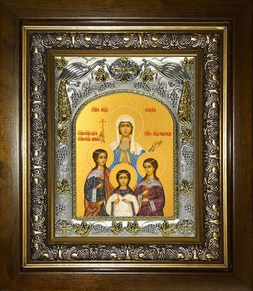 Икона Вера, Надежда, Любовь и их матерь София мученицы, в киоте 20х24 см 27668 - фото 41281