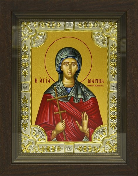 Икона Марина Антиохийская великомученица, в киоте 24х30 см 28073