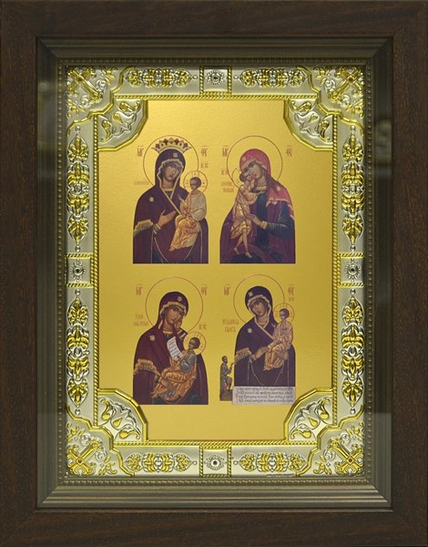 Икона Четырехчастная икона Божией Матери, в киоте 24х30 см 28081