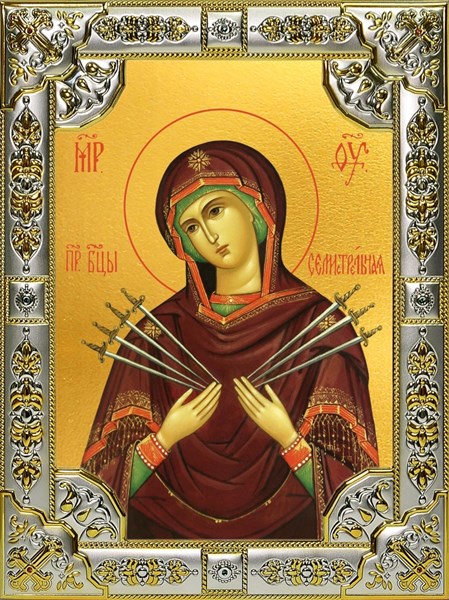 Икона Семистрельная икона Божией Матери, 18х24 см, со стразами 28188