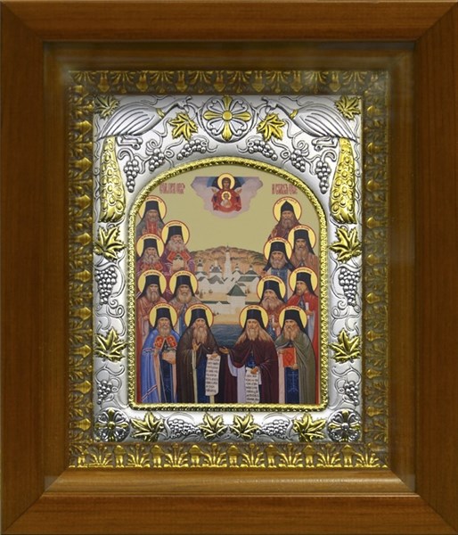 Икона Оптинские старцы, киоте 20х24 см 28235