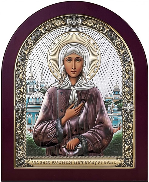 Икона Ксения Петербургская (Петербуржская), дерево, посеребрение 925 28267 - фото 41870