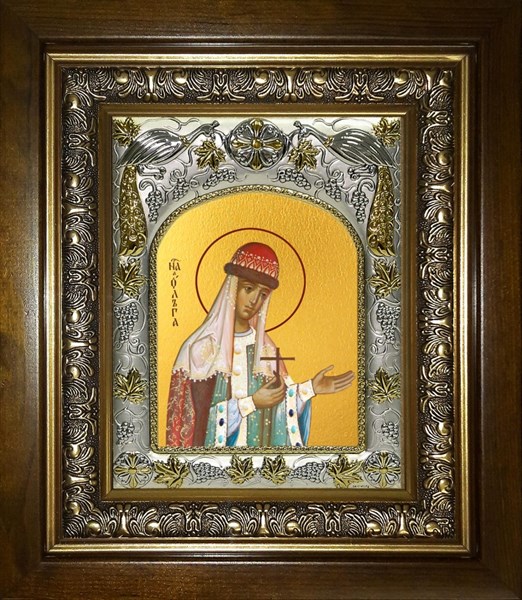 Икона Ольга равноапостольная великая княгиня, в киоте 20х24 см 28369