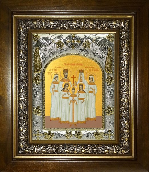 Икона Царственные страстотерпцы, в киоте 20х24 см 28548