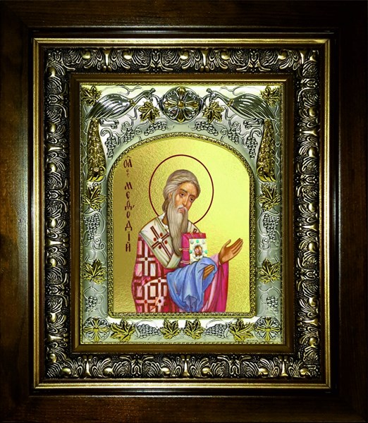 Икона Мефодий равноапостольный, в киоте 20х24 см 28563