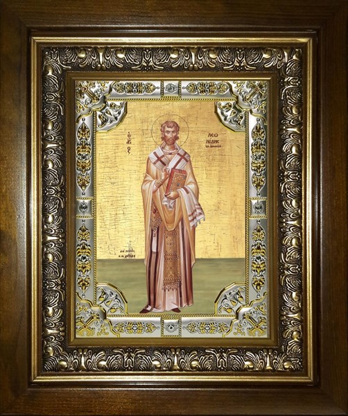 Икона Леонид Афинский,святитель, 18х24 см, со стразами, в деревянном киоте 24х30 см 28566