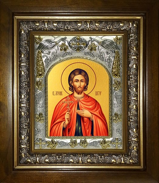 Икона Виктор Коринфский, в киоте 20х24 см 28576