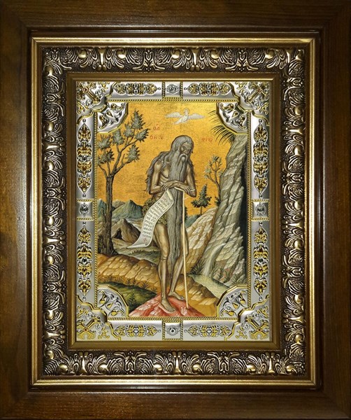 Икона Онуфрий Великий преподобный, в киоте 24х30 см 28588