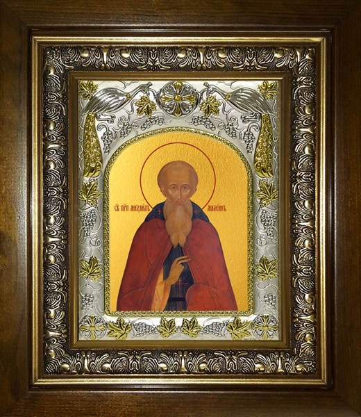 Икона Михаил Малеин, преподобный, игумен, в киоте 20х24 см 28680