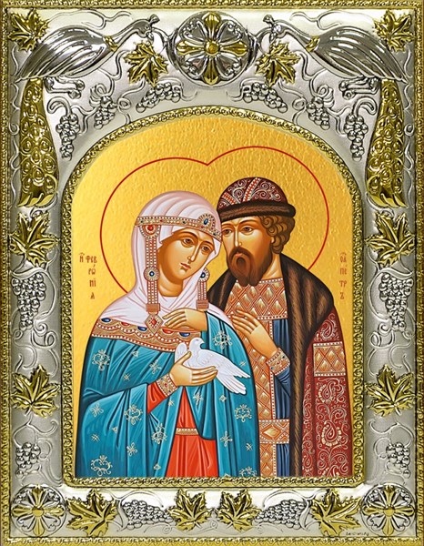 Икона Петр и Феврония святые благоверные князья, 14х18 см, купить 28743 - фото 42333