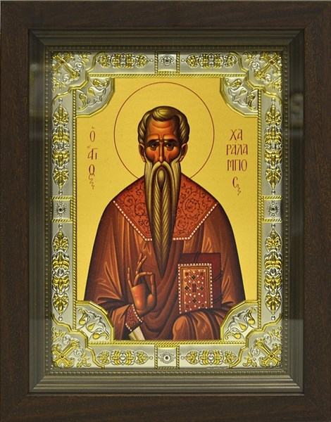 Икона Харлампий священномученик, в киоте 24х30 см 28759