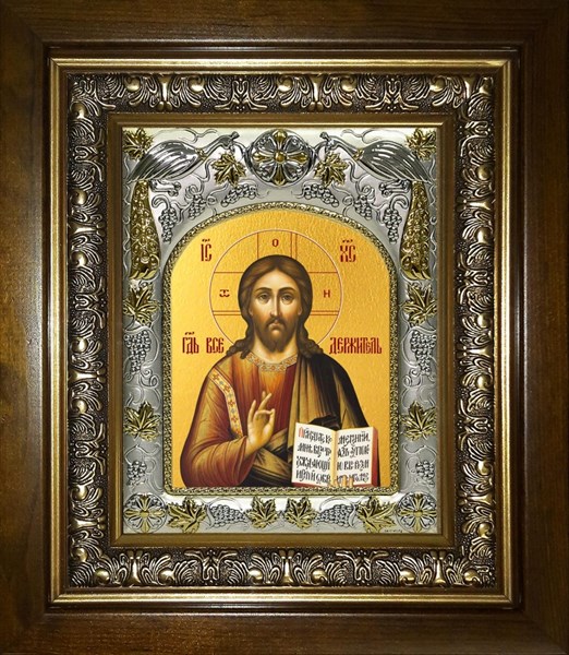 Икона Господь Вседержитель, в киоте 20х24 см 28792