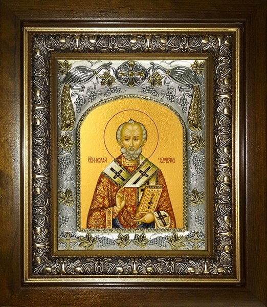 Икона Николай чудотворец, архиепископ Мир Ликийских, святитель, в киоте 20х24 см 28825 - фото 42414