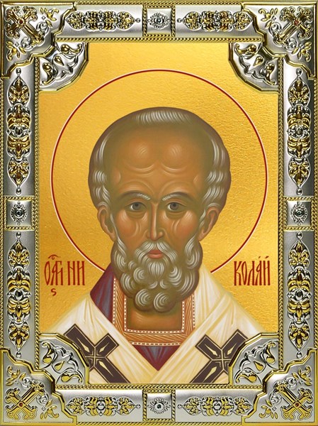 Икона Николай чудотворец, архиепископ Мир Ликийских, святитель, 18х24 см, со стразами 28833 - фото 42422