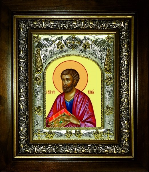 Икона Лука апостол, в киоте 20х24 см 28958