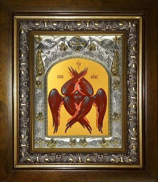 Икона Серафим Шестикрылый, в киоте 20х24 см 28978