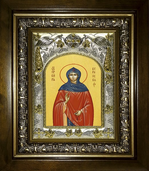 Икона Кира Берийская (Македонская) преподобная, в киоте 20х24 см 29069
