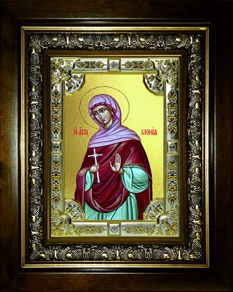 Икона Хиония Аквилейская, в киоте 24х30 см со стразами 29171