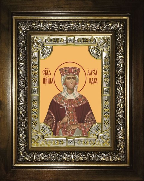 Икона Александра Романова, со стразами, в киоте 24х30 см 29173