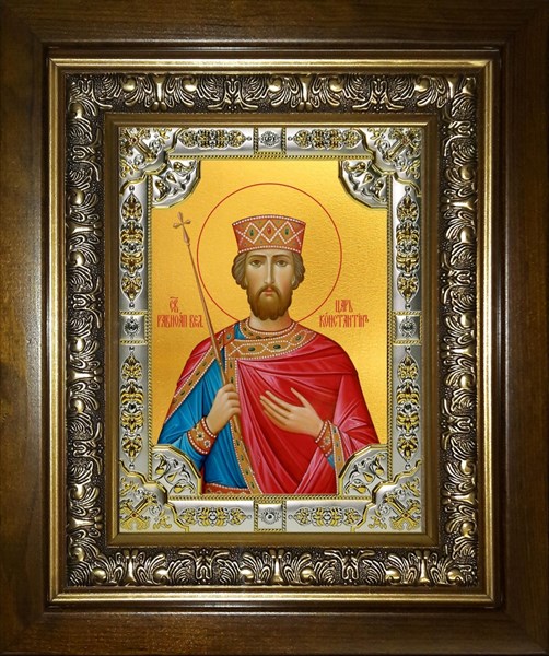 Икона Константин равноапостольный царь, в киоте 24х30 см 29177 - фото 42759