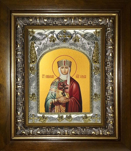 Икона Ольга равноапостольная великая княгиня, в киоте 20х24 см 29318