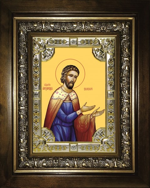 Икона Александр Сидский, в киоте 24х30 см 29435