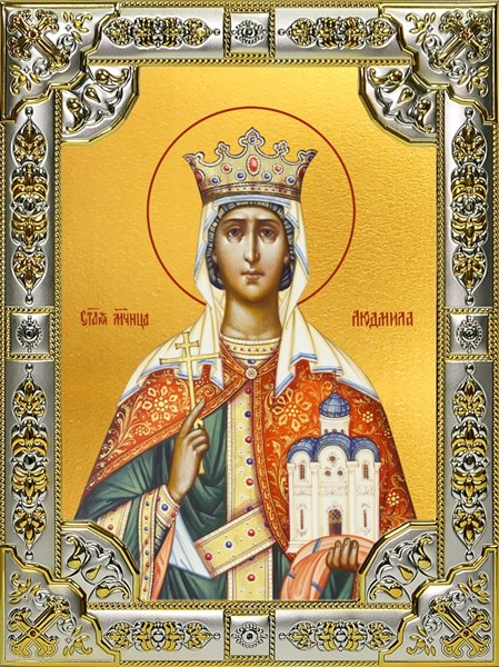 Икона Людмила мученица,княгиня Чешская, 18х24 см, со стразами 29451
