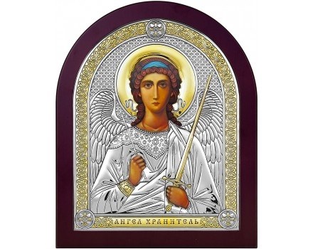 Икона Ангел Хранитель, дерево, посеребрение 925, 29617 - фото 43184