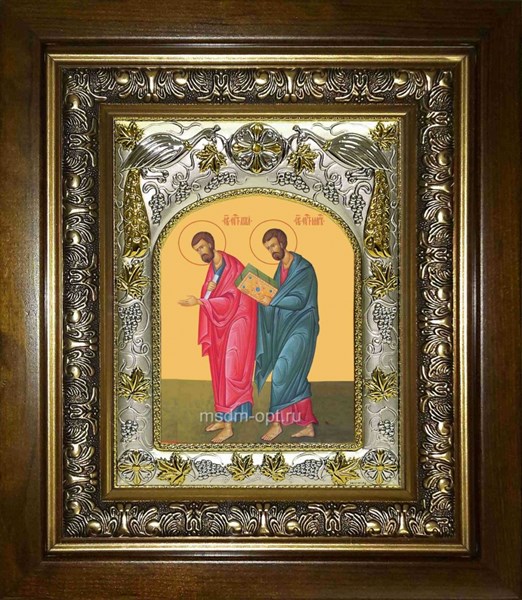 Икона Лука и Марк апостолы, в киоте 20х24 см 29619