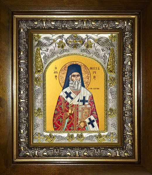 Икона Нектарий Эгинский святитель, в киоте 20х24 см 29711