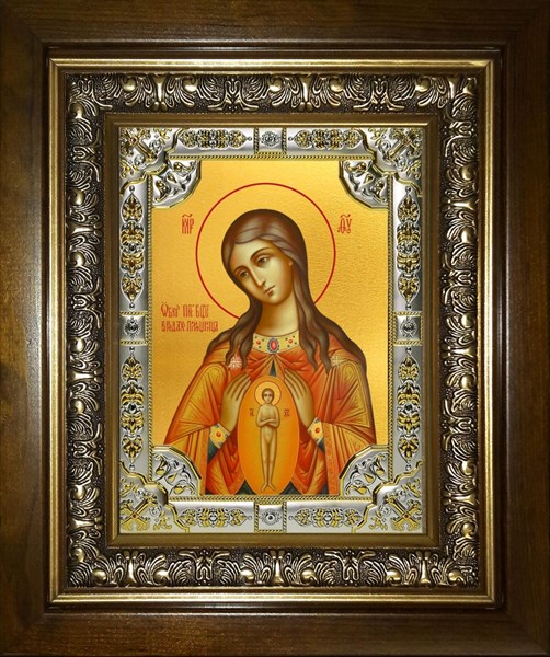 Икона В родах Помощница, икона Божией Матери, в киоте 24х30 см 29846 - фото 43405