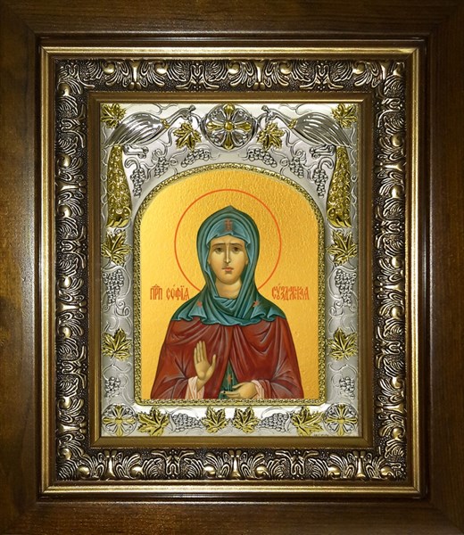 Икона София Суздальская, преподобная, в киоте 20х24 см 29946