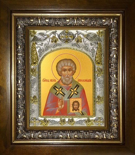 Икона Никита исповедник, архиепископ Аполлониадский, в киоте 20х24 см 29967