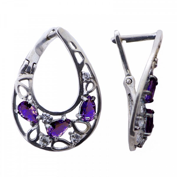 Серьги с фианитами серебряные 3.53гр 252646